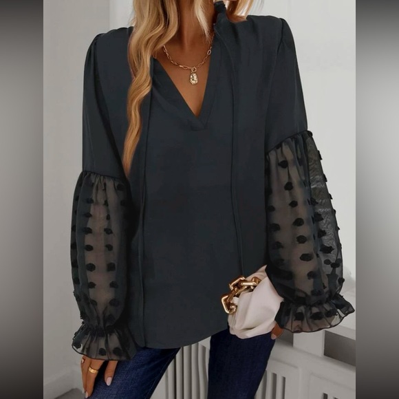 Boho Swiss Dot Oversized Blouse - Picture 11 of 16